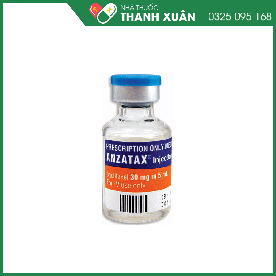 Anzatax 30mg/5ml thuốc điều trị ung thư buồng trứng, ung thư vú, ung thư phổi, Sarcoma Kaposi (KS) liên quan đến AIDS